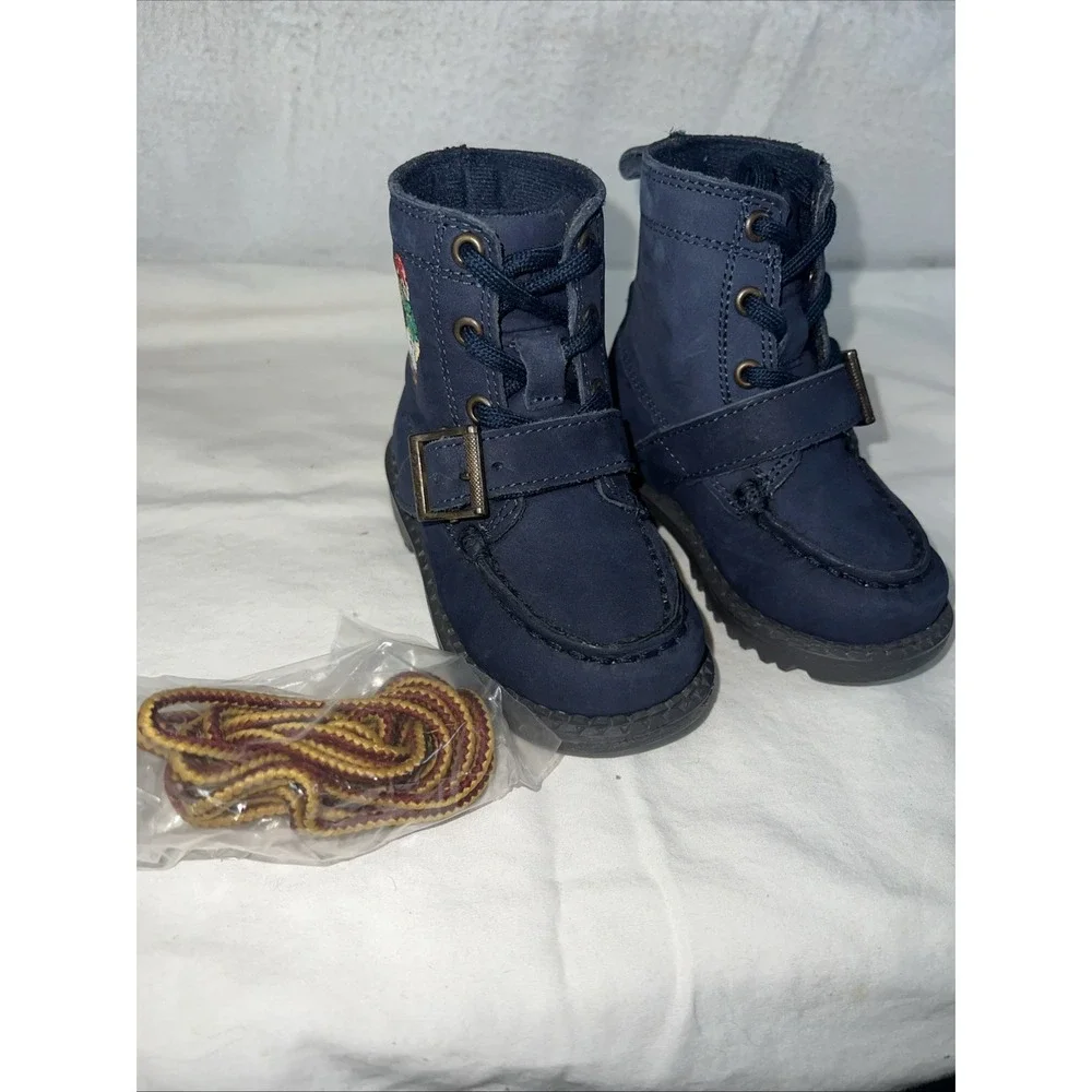 Polo Ralph Lauren Toddler Boys Ranger High ll Bear Boots Navy New Authentic Sz 4